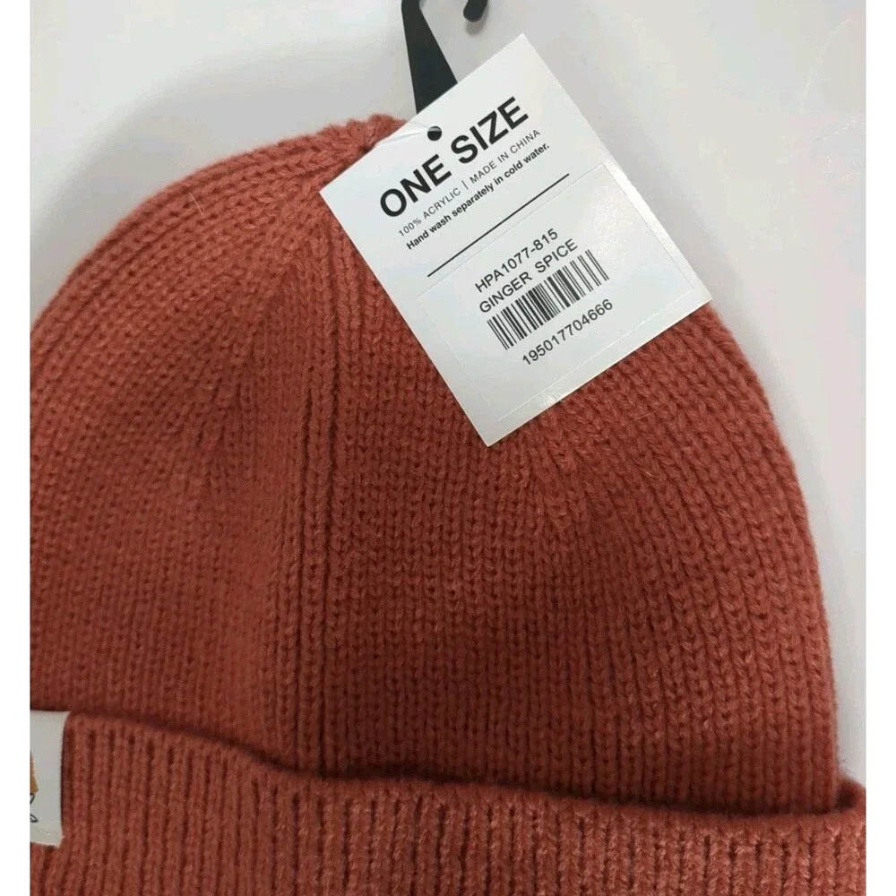 NWT Hush Puppies Cuffed Beanie One Size Orange Ginger Spice Snowboarding - Picture 4 of 9